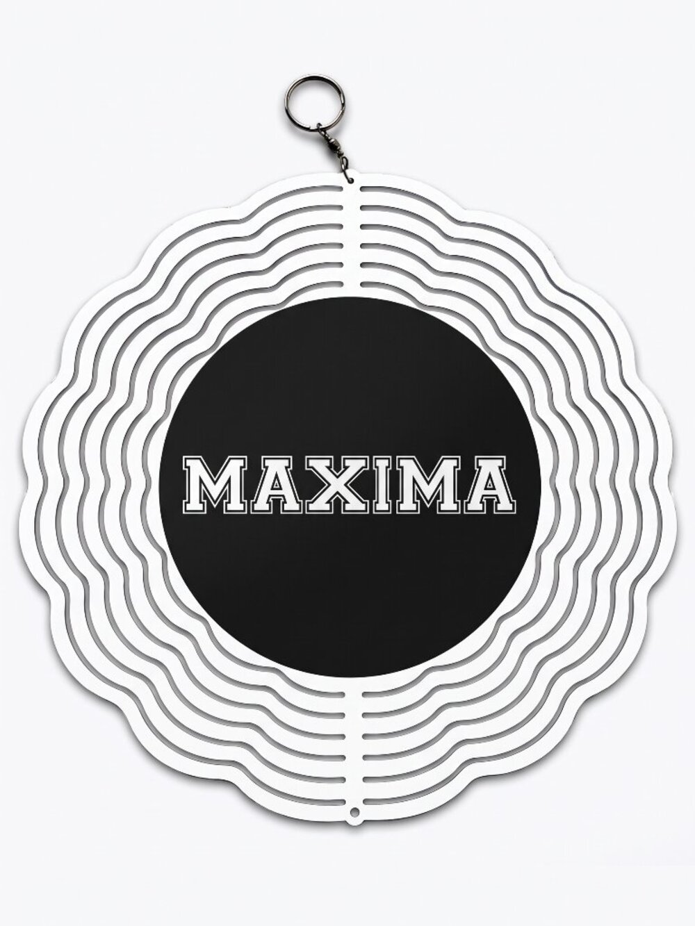 10" Nissan Maxima Kinetic Wind Spinner - White Metal Hanging Yard Decor